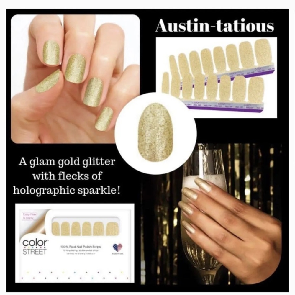 Color Street Gold Sparkle Nail Strips in Austin-tatious